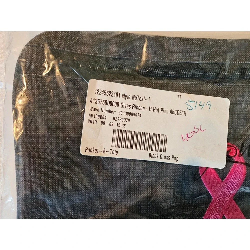 Thirty-One Pocket-A-Tote - Black Cross‎ Pop - NEW -Breast Cancer Pink Ribbon